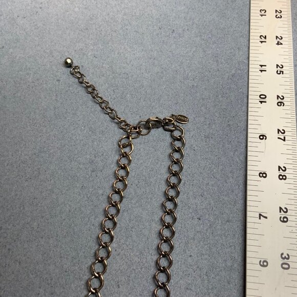 Express Chunky Statement Necklace 16 In Gunmetal Silver Faceted Teardrop Dangles - Picture 7 of 8